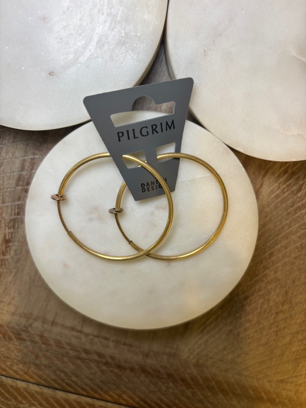 235 Pilgrim Gold-Tone Thin Hoop Earrings - Picture 5 of 7